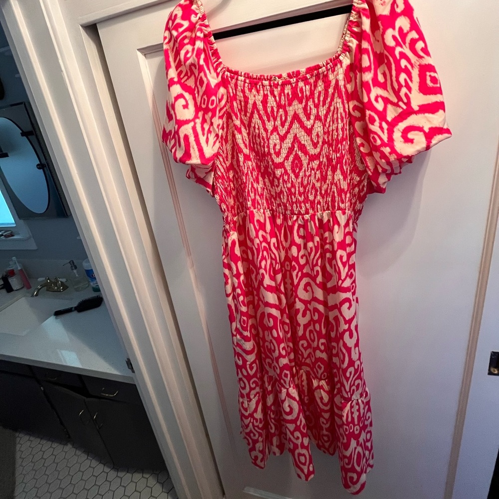 PinkBlush - Pink and White Patterned Dress